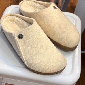 Birkenstock Cream Wool Clog Mules